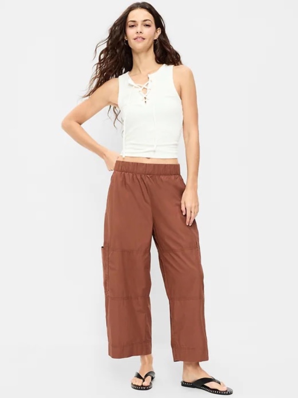 Old Navy Coco de Mer mid rise barrel cropped Utility Pants - Women's Small